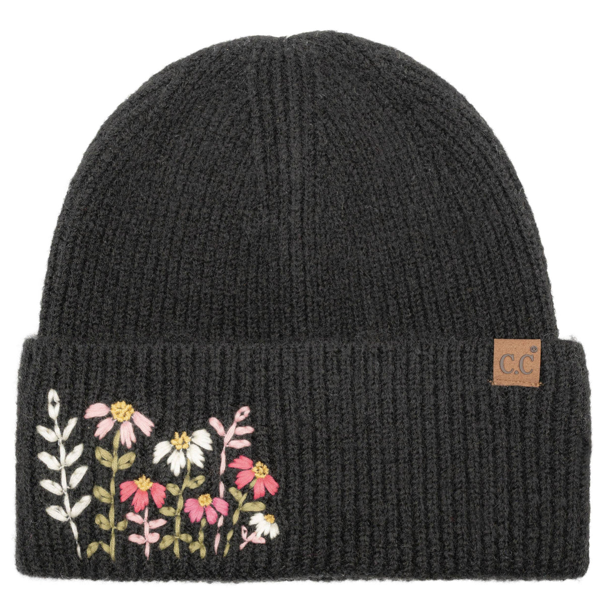 C.C Floral Embroidered Beanie
