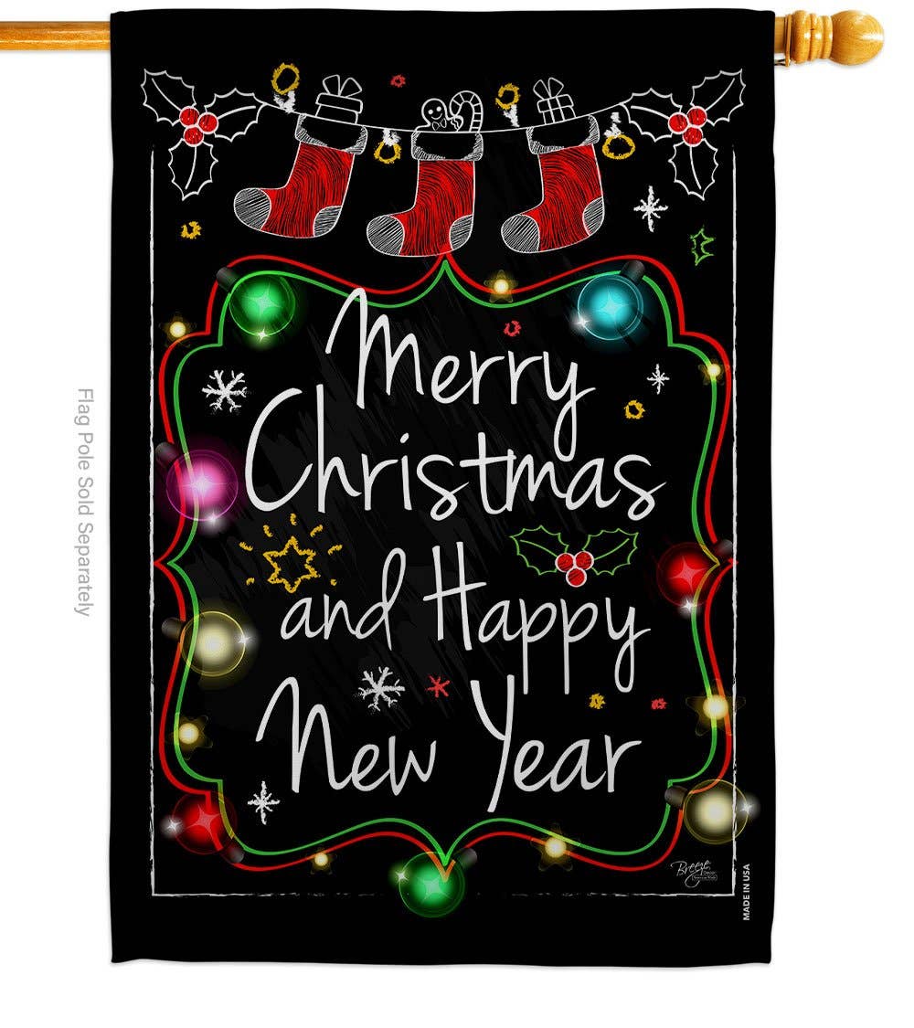 Chalkboard Merry Christmas Flag