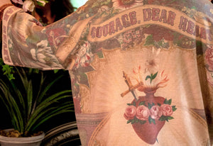 Courage, Dear Heart Fleece Cottage Cardigan Kimono Jacket