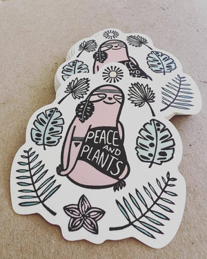 Free Spirit Sloth Decorative Stickers, Peace and Plants