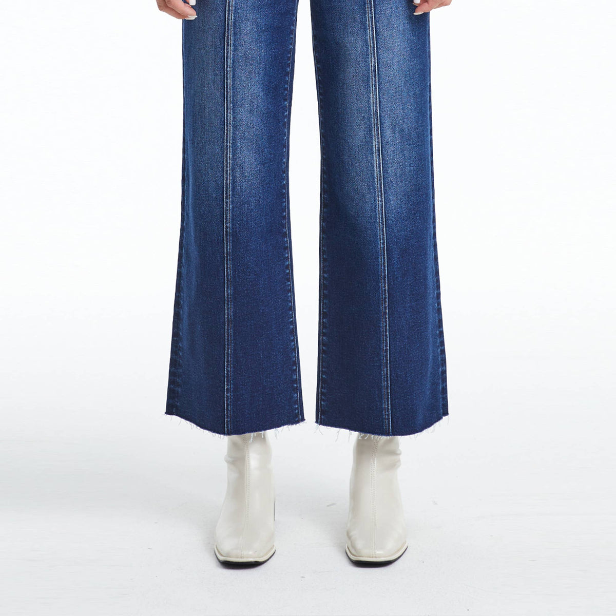 Vintage Retro High Rise Wide Leg Jeans with Raw Hem
