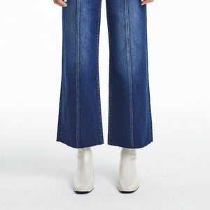 Vintage Retro High Rise Wide Leg Jeans with Raw Hem