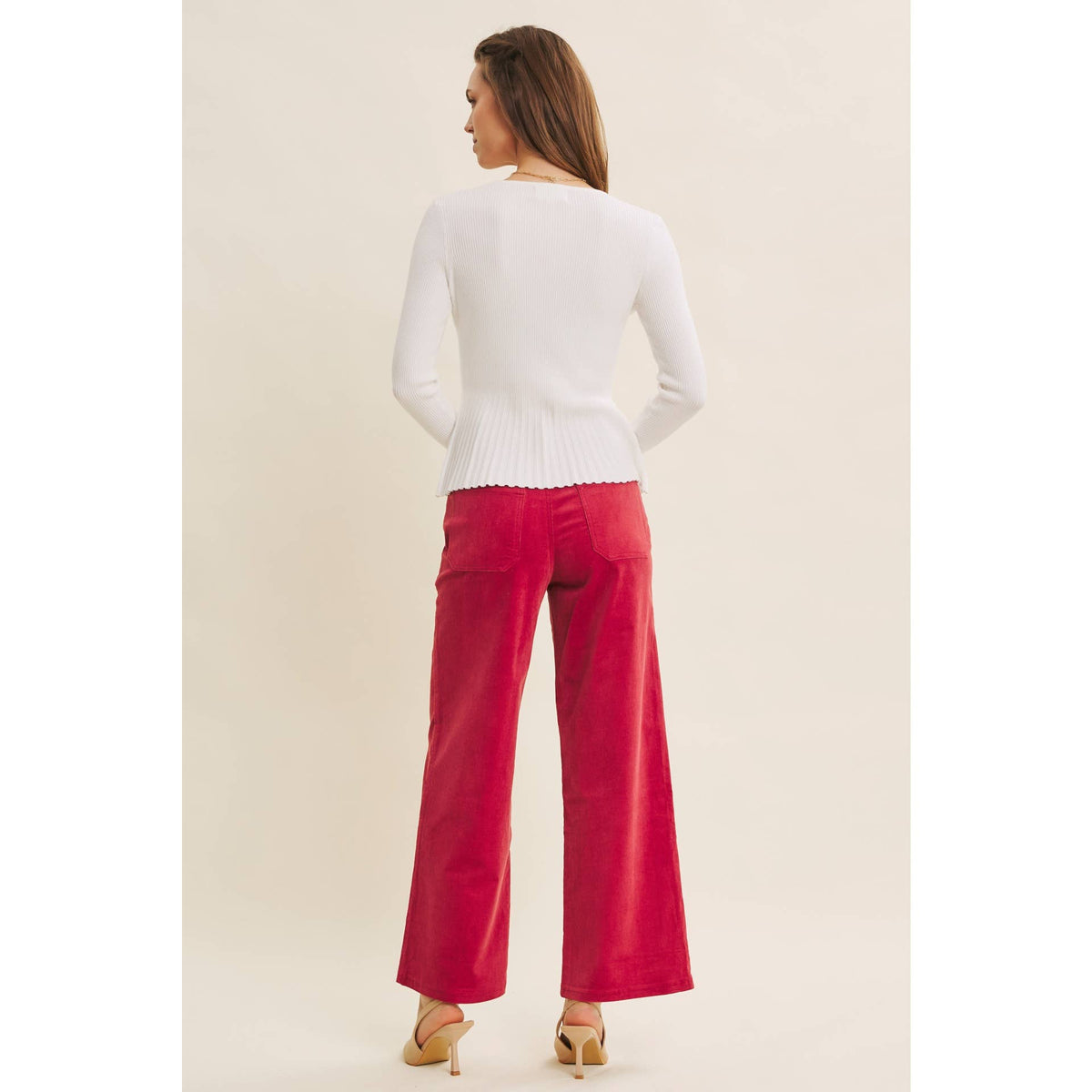 Ribbed Peplum Sweater Top