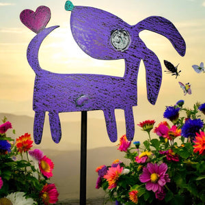 Dog with Heart Metal Garden Stake
