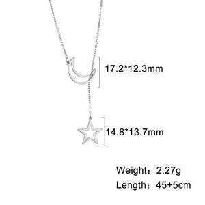 Moon Star Charm Lariat Y Necklace in 925 Sterling Silver