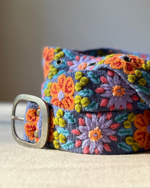 Prairie Flowers Embroidered Wool Belt
