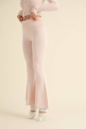 Foldover Flare Knit Sweater Pants