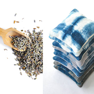 Shibori Indigo Upcycled Linen Lavender Sachet