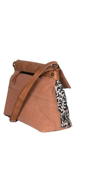 Sapphire Up-Cycled Canvas and Durrie Crossbody Bag