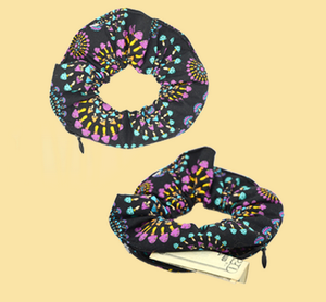 Cotton Mushroom Print Scrunchie with Secret Pocket