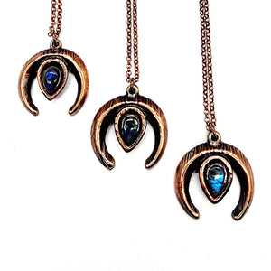 Labradorite Inverted Moon Necklace