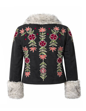Boho Embroidered Jacket – Faux Fur Festival Coat