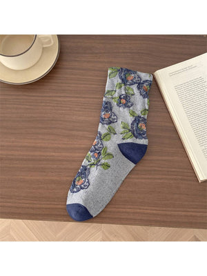 Rufia - Classic Rose Embroidery Crew Socks