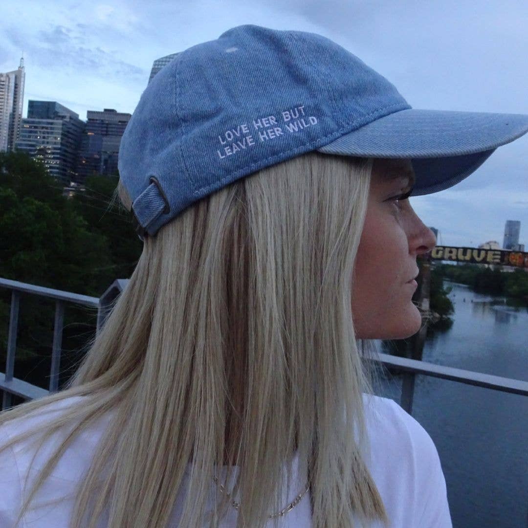 Denim Dad Hat - Embroidered Heart Cap