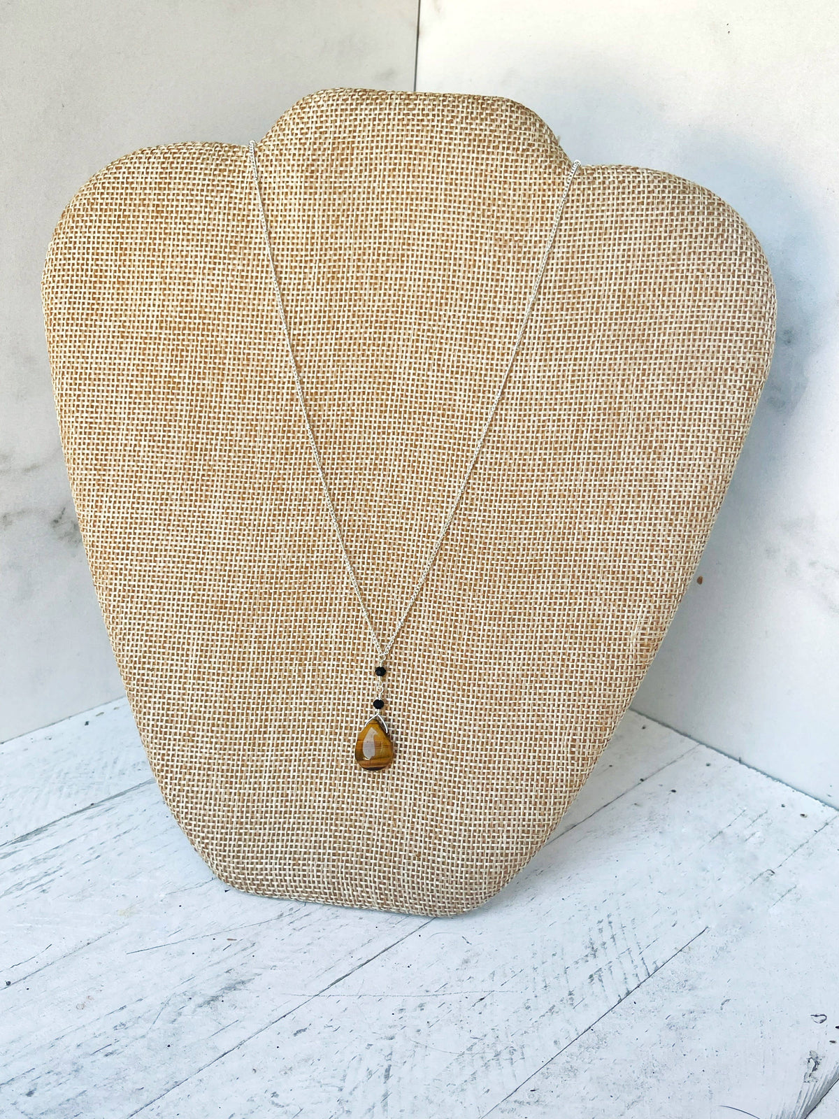 Tiger's Eye & Black Glass Necklace