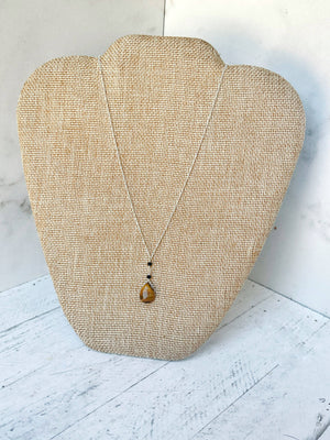 Tiger's Eye & Black Glass Necklace