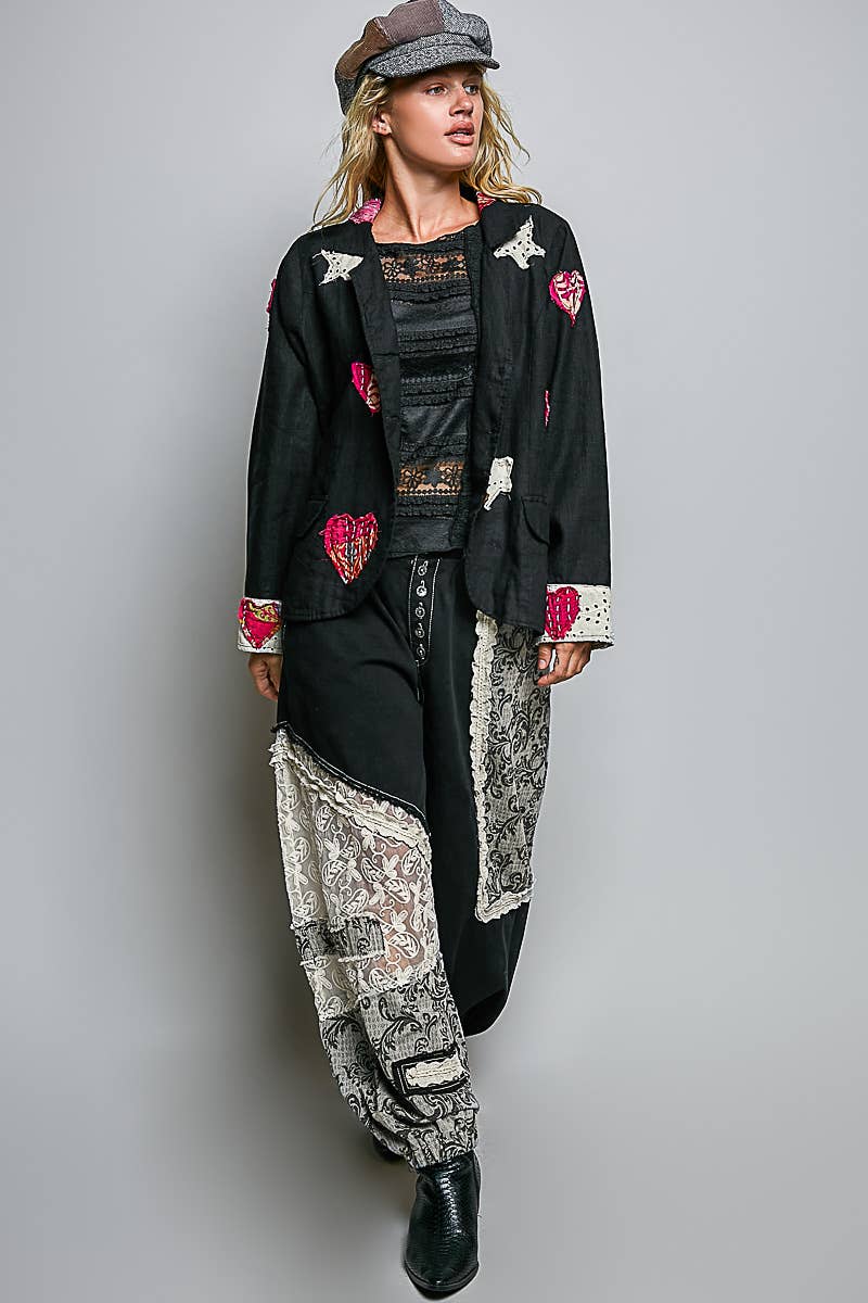 Star & Heart Appliqué Relaxed Blazer