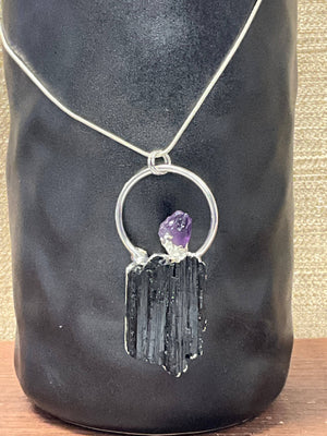 Serenity Black Tourmaline Amethyst Necklace