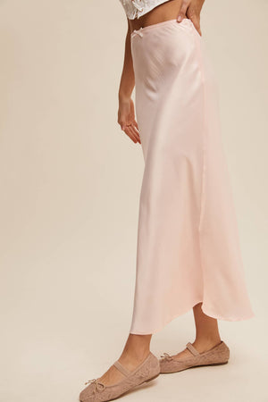 Satin Midi Slip Skirt