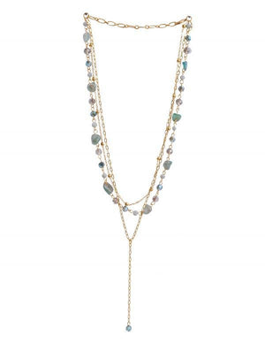 Gemstone Necklace - Multiple Goldtone Strands