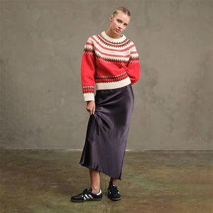 Navy Satin Slip Skirt