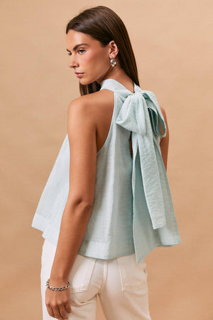 Bow Detail Halter Neck Flare Top