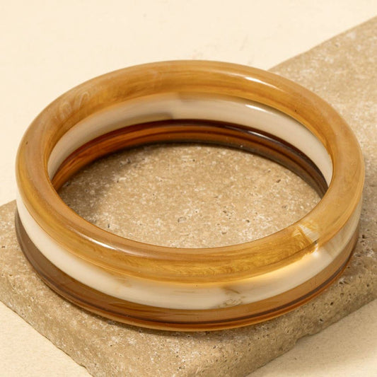 Thin Three Piece Acrylic Bangle Bracelet Set