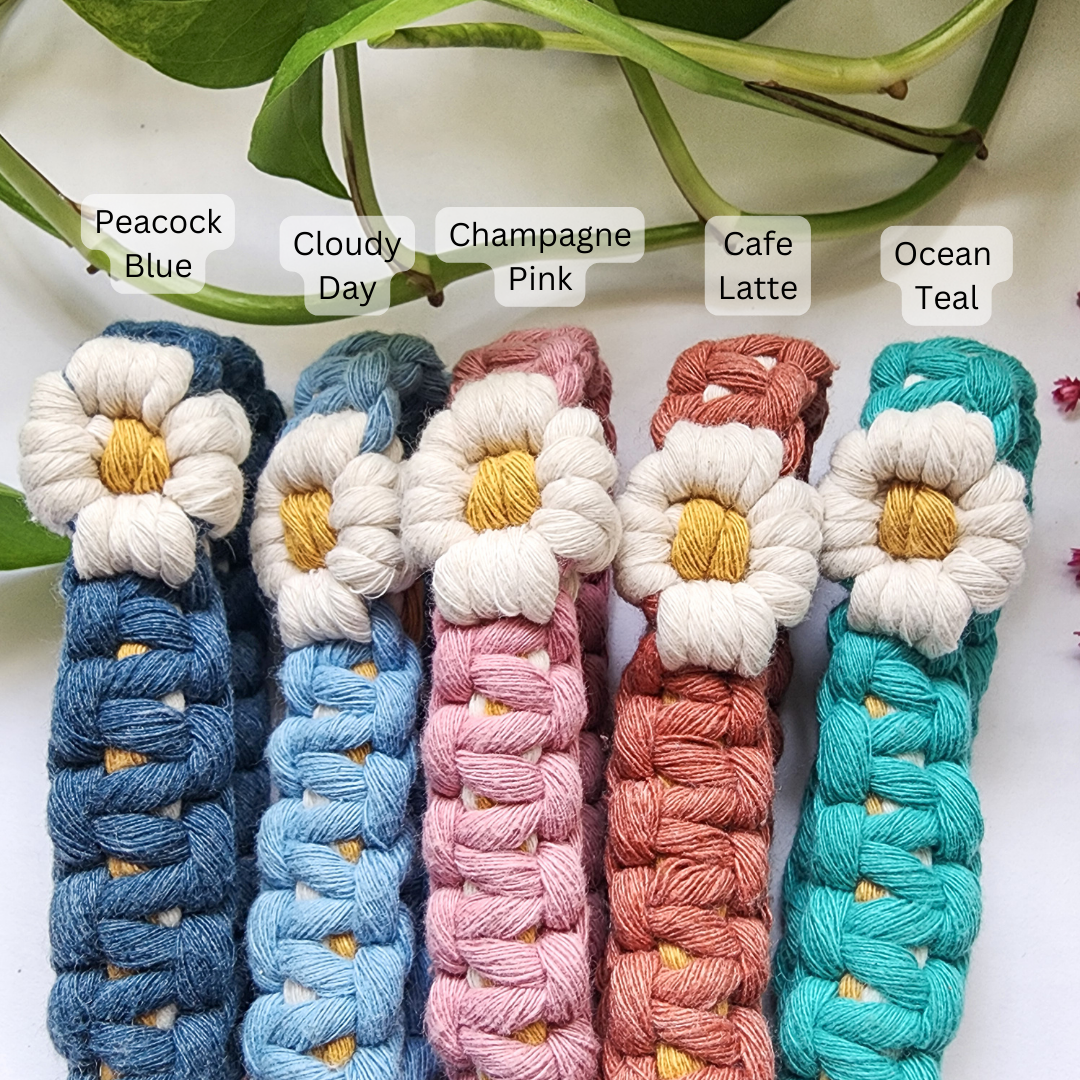 Handwoven Mini Floral Finger Keychain