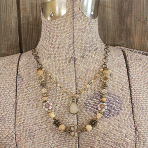 Czech Me Out Elite Beige & Natural Layered Necklace