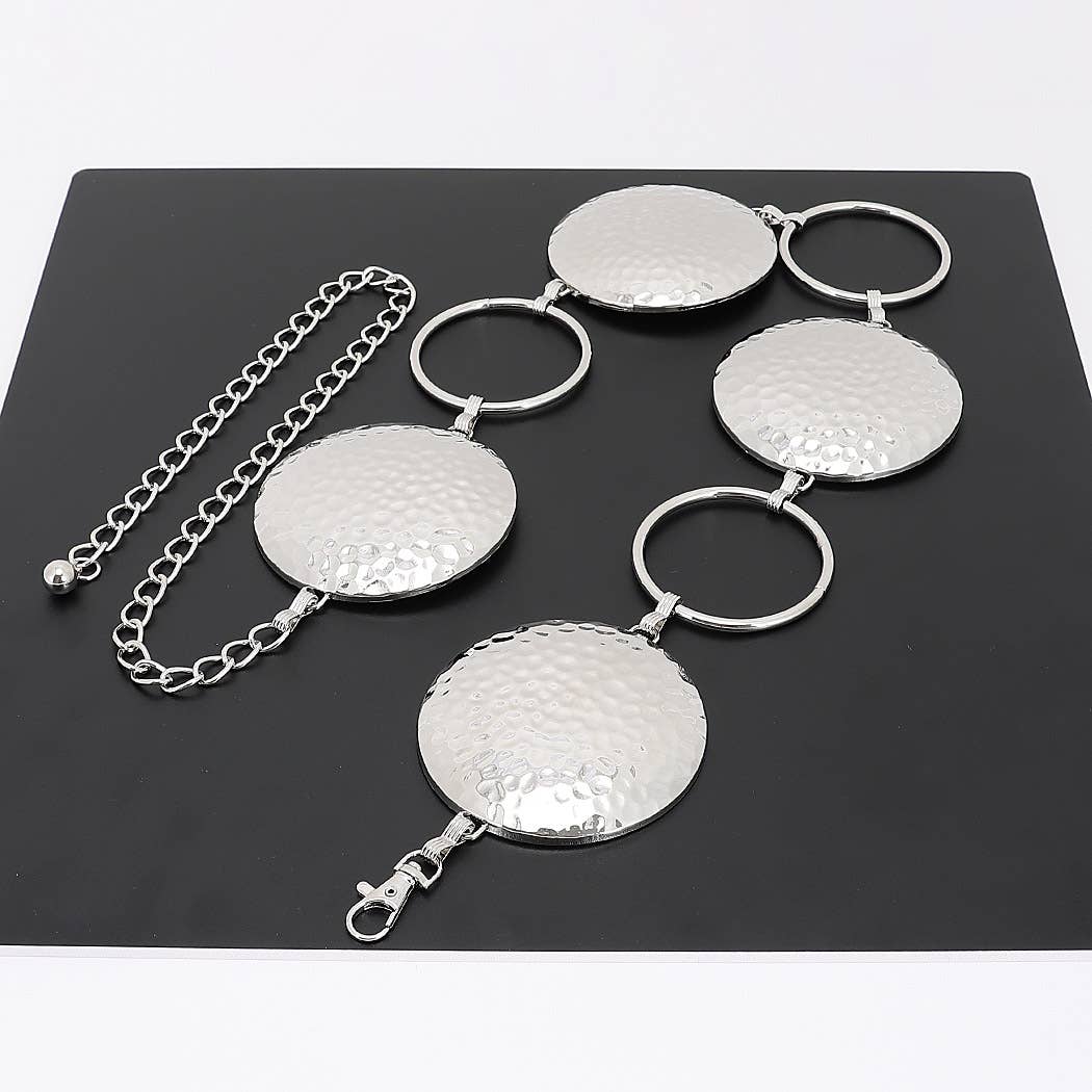 Hammered Disc Linked Chain Waist Belt