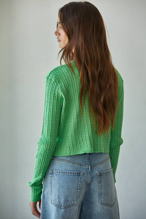 Knit Cable Sweater Cotton Button Down Cardigan