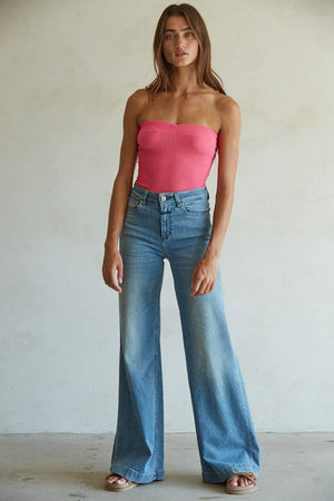 Sweetheart Neckline Seamless Ribbed Tube Top