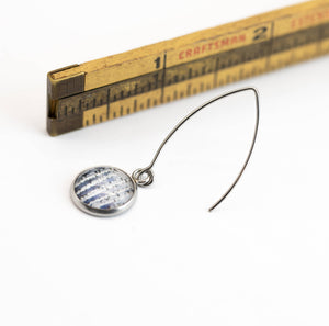 Winter Birch Stainless Steel and Glass Long Earrings Small