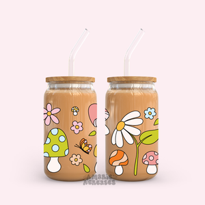 Spring Mushroom Garden Glass Cup