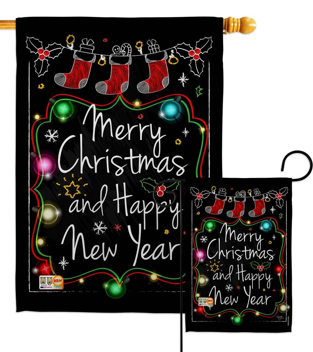 Chalkboard Merry Christmas Flag