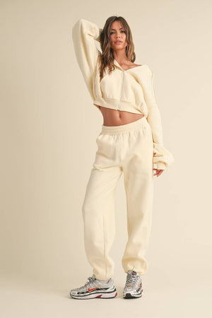 Cozy Fleece Oversized Crop Full Zip Hoodie