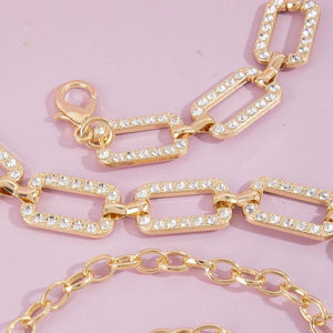 Pave Crystal Rectangle Link Chain Belt