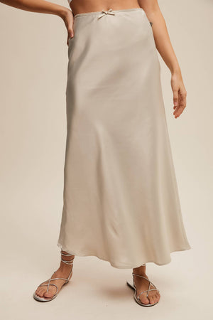 Satin Midi Slip Skirt