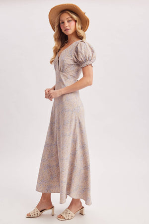 Floral Print Surplice Maxi Dress