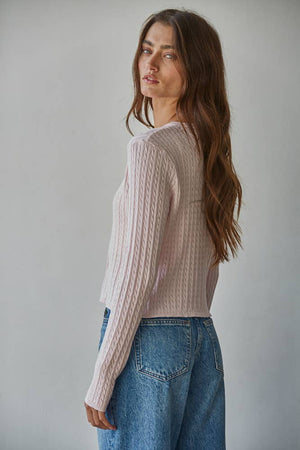 Knit Cable Sweater Cotton Button Down Cardigan