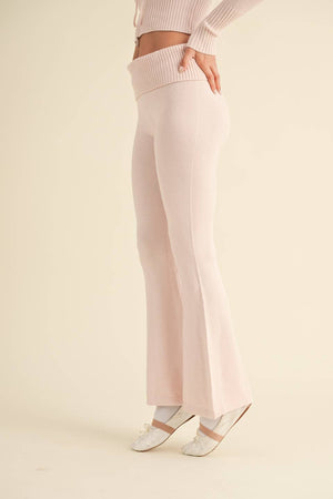 Foldover Flare Knit Sweater Pants