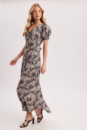 Floral Print Surplice Maxi Dress