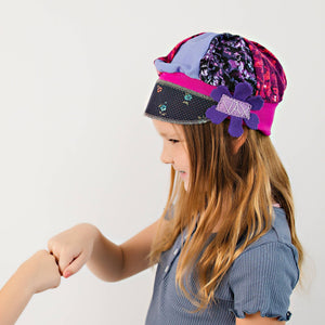 Child's Purple Floral Velvet Flapper Hat