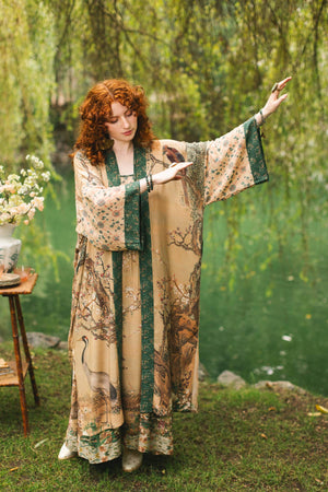 Fable Opera Duster Kimono Robe - Deer, Moon and Blossom