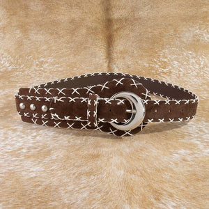 Cross Stitch Trim Vegan Leather Belt