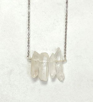 Quartz Point Gunmetal Necklace