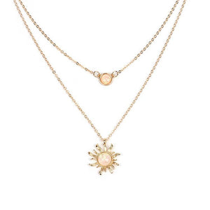 Dainty Sun Moon Opal Charm Layering Necklace in Solid Copper
