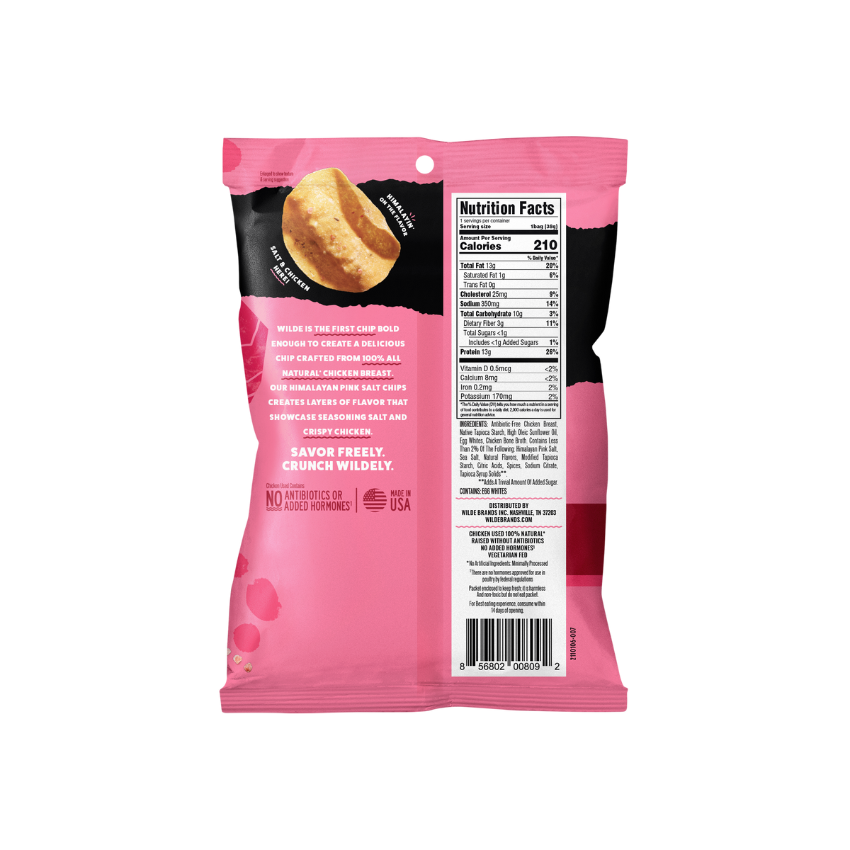 WILDE Pink Himalayan Sea Salt Protein Chips 1.34oz