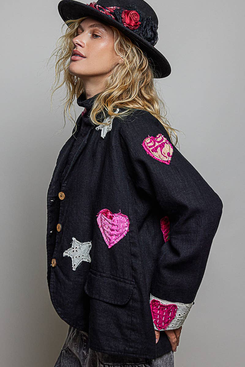 Star & Heart Appliqué Relaxed Blazer