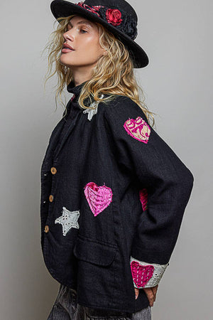 Star & Heart Appliqué Relaxed Blazer